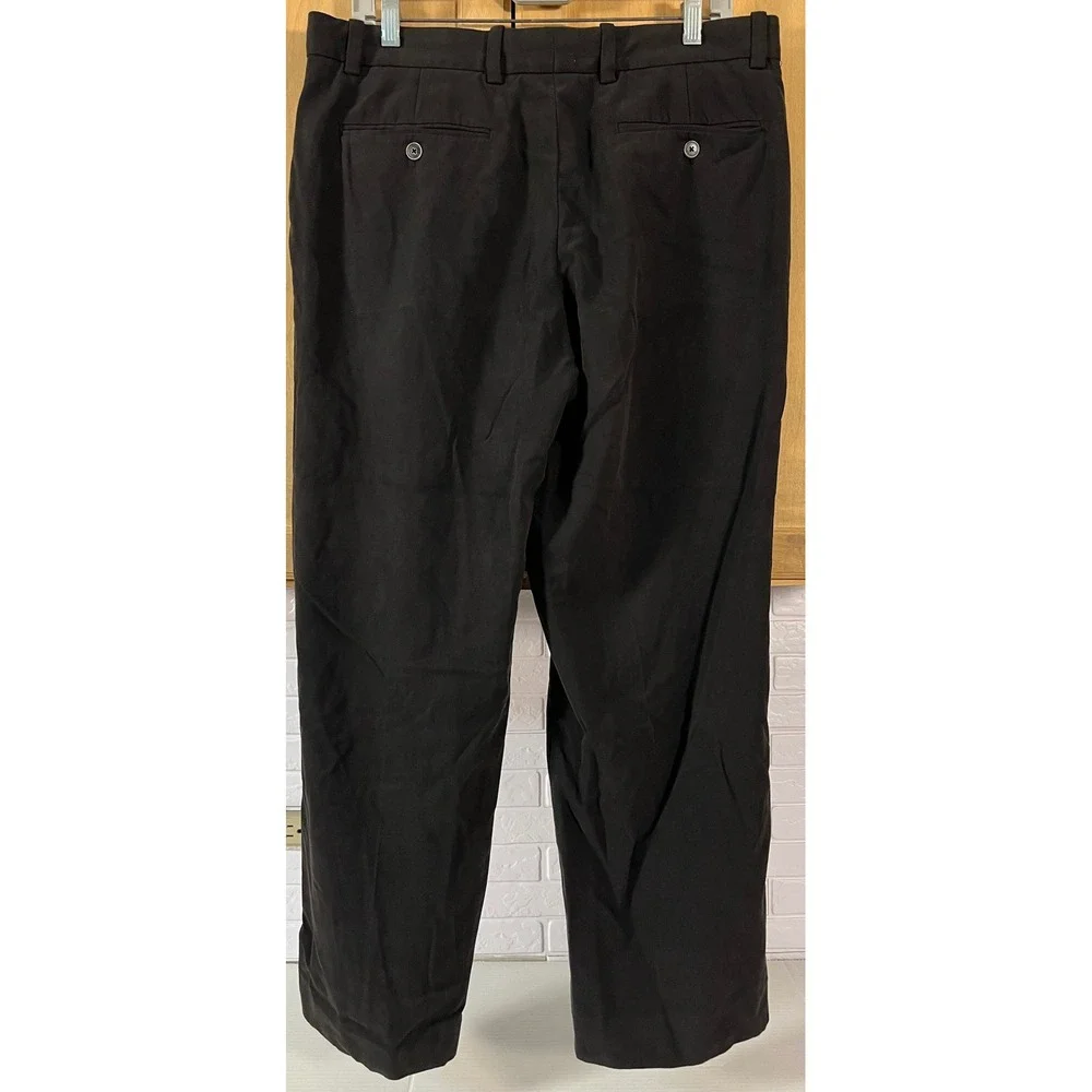 Tommy Bahama Trousers Mens 34x30 Black Silk Cotton Herringbone Dress Pants